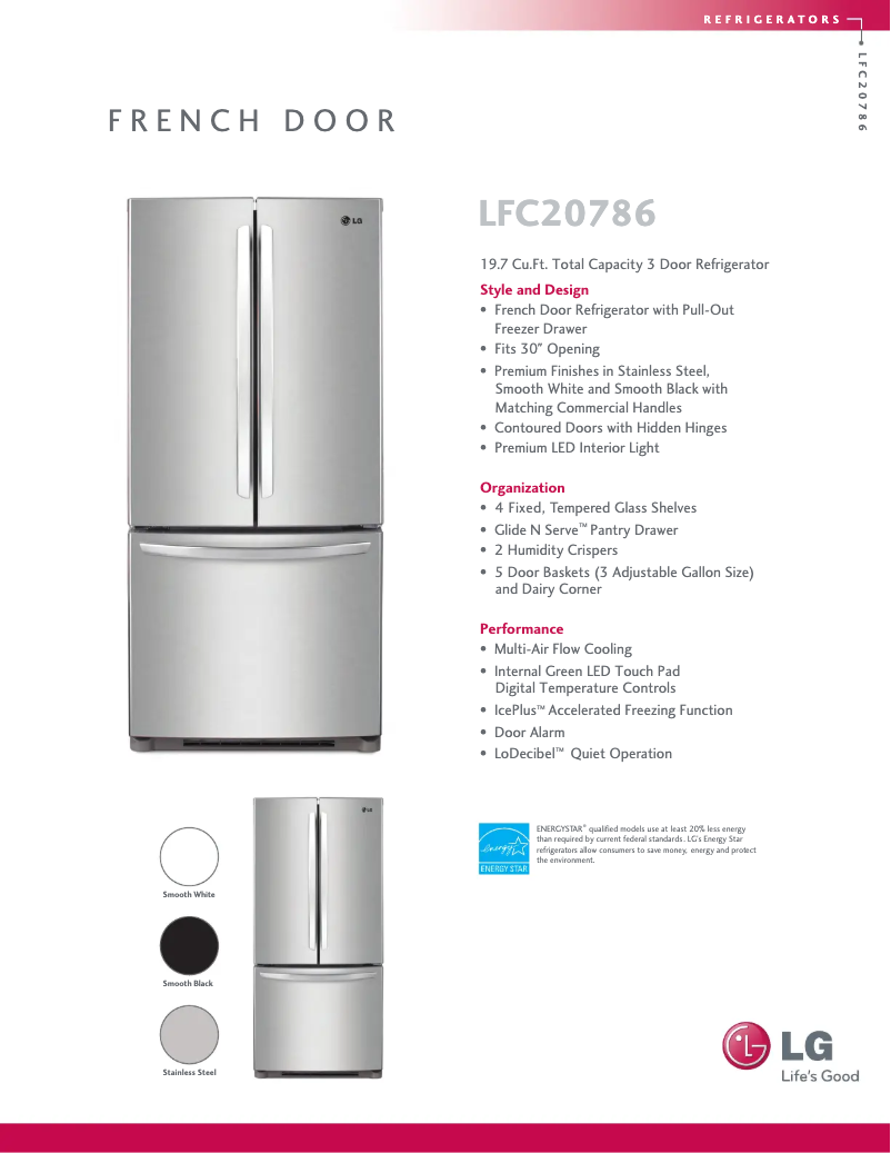 Page 1 of the manual Technical Sheet LG LFC20786SW