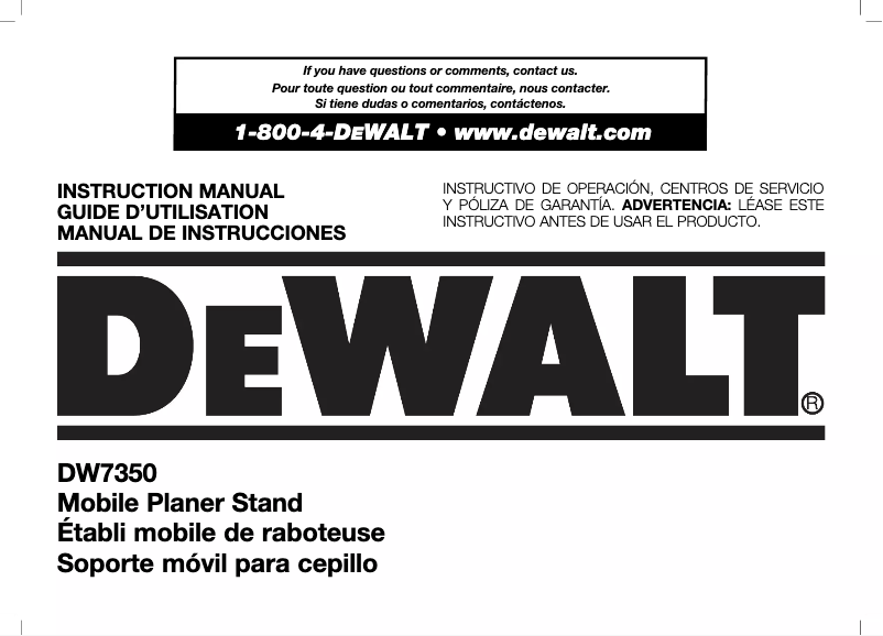 First page image of the manual for DW7350