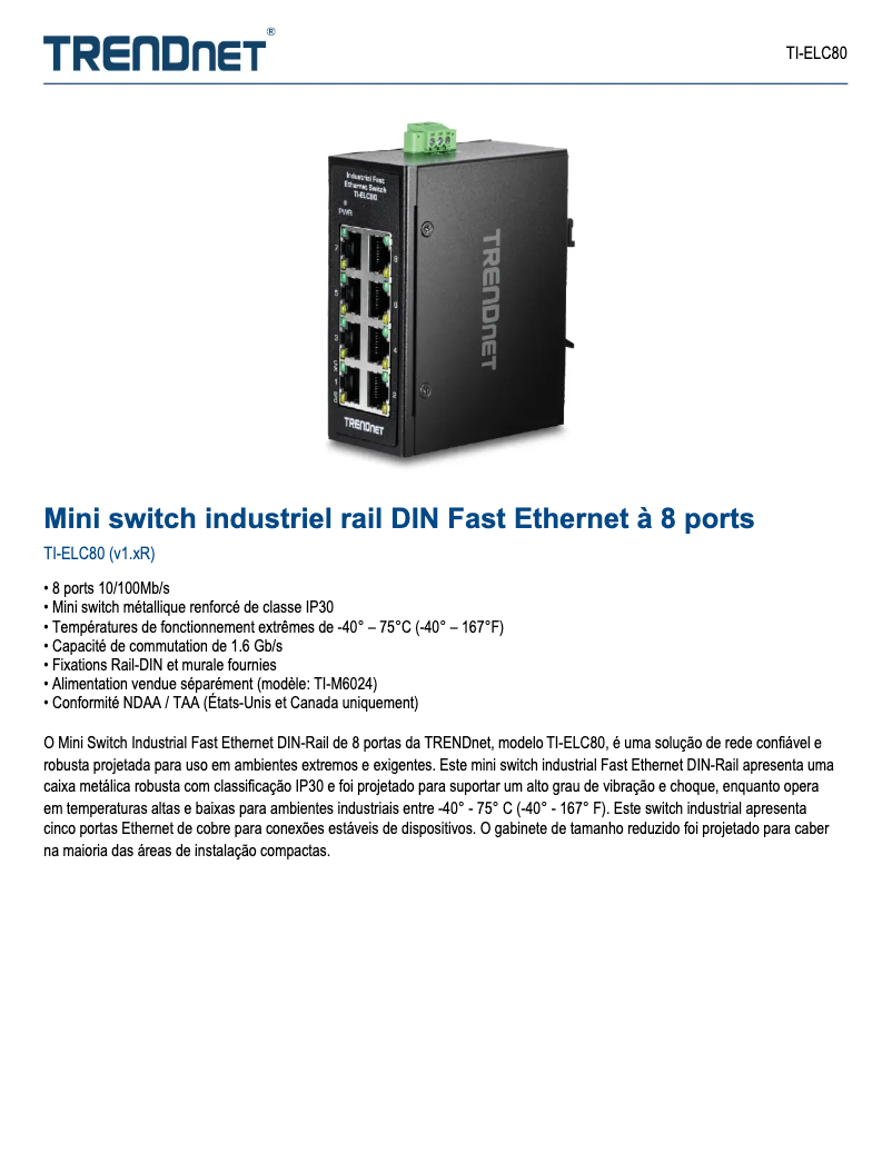Page 1 of the manual User Manual TRENDnet TI-ELC80