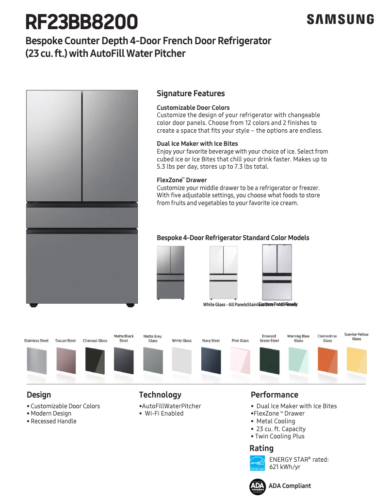 Page 1 of the manual Technical Sheet Samsung RF23BB8200QL