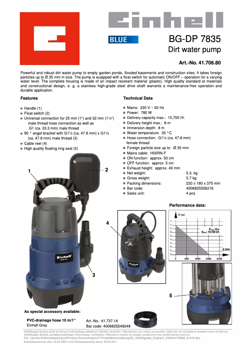 First page image of the manual for BG-DP 7835