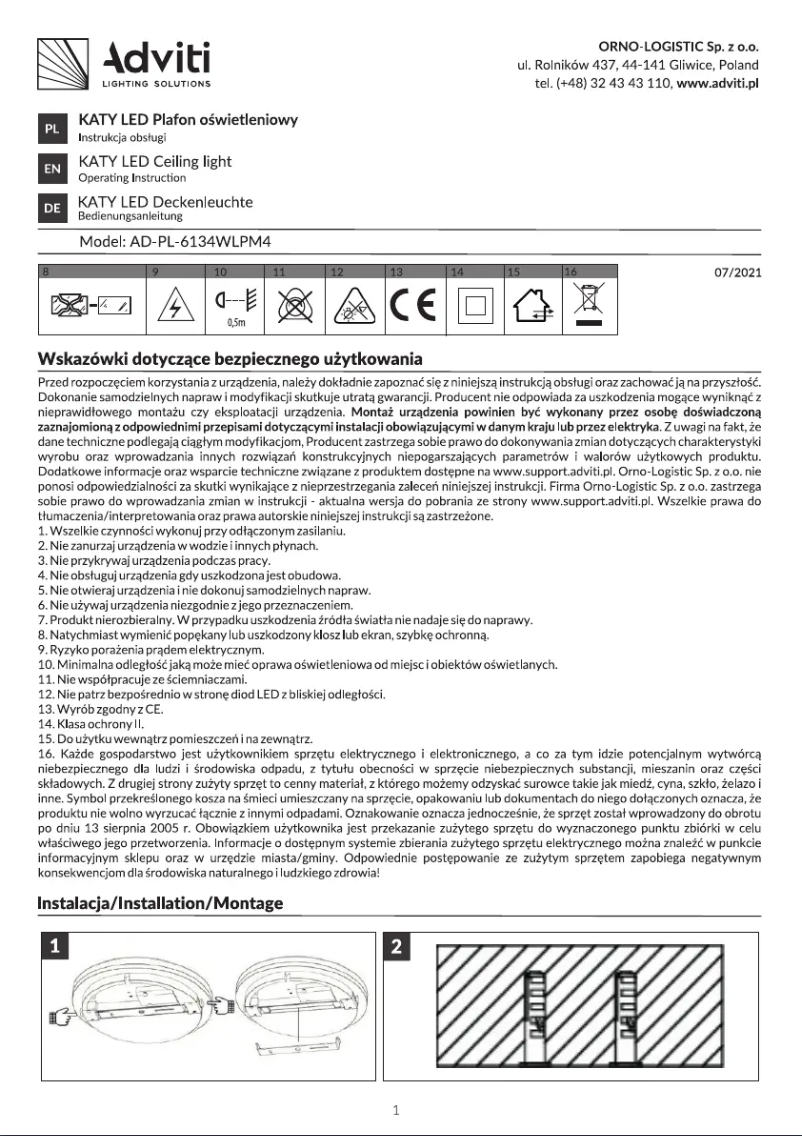 First page image of the manual for AD-PL-6134WLPM4