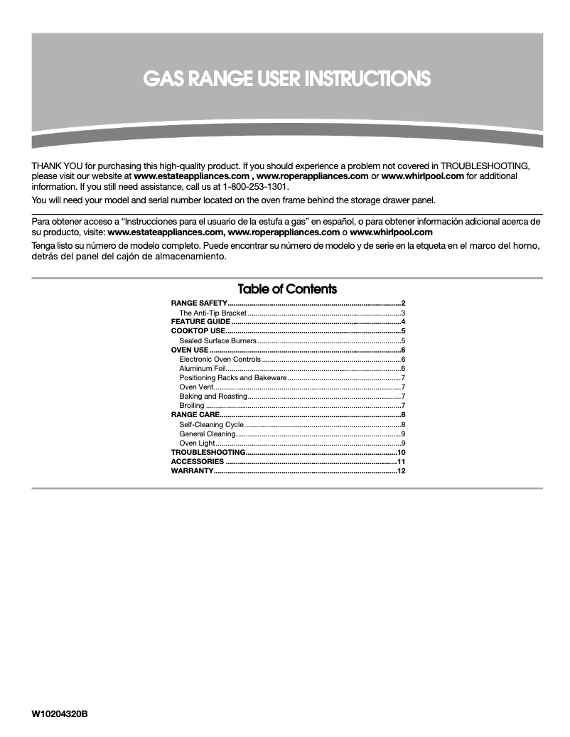 First page image of the manual for TGS326VD