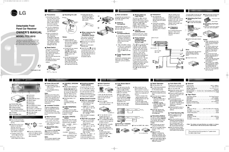First page image of the manual for TCC-9310