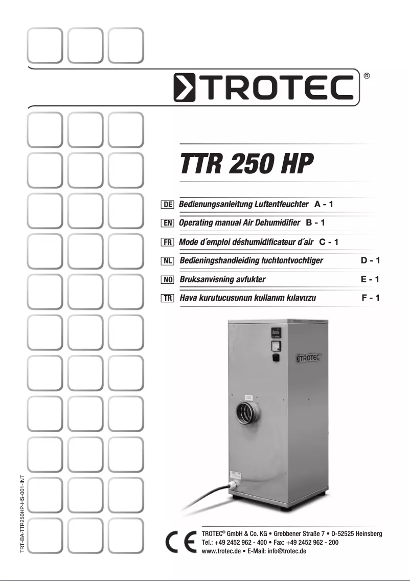 First page image of the manual for TTR 250 HP