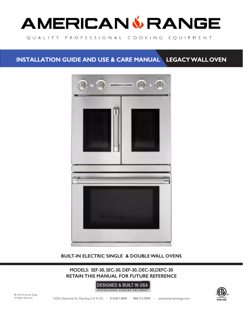 First page image of the manual for SEF30