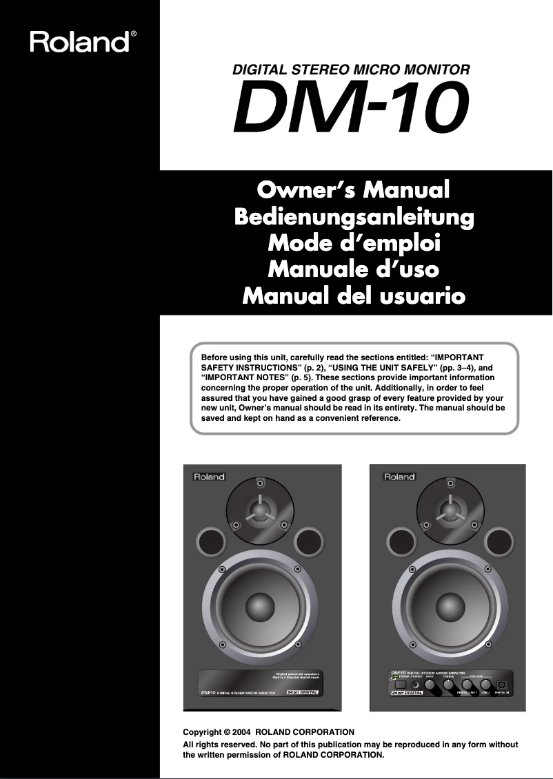 First page image of the manual for DM-10