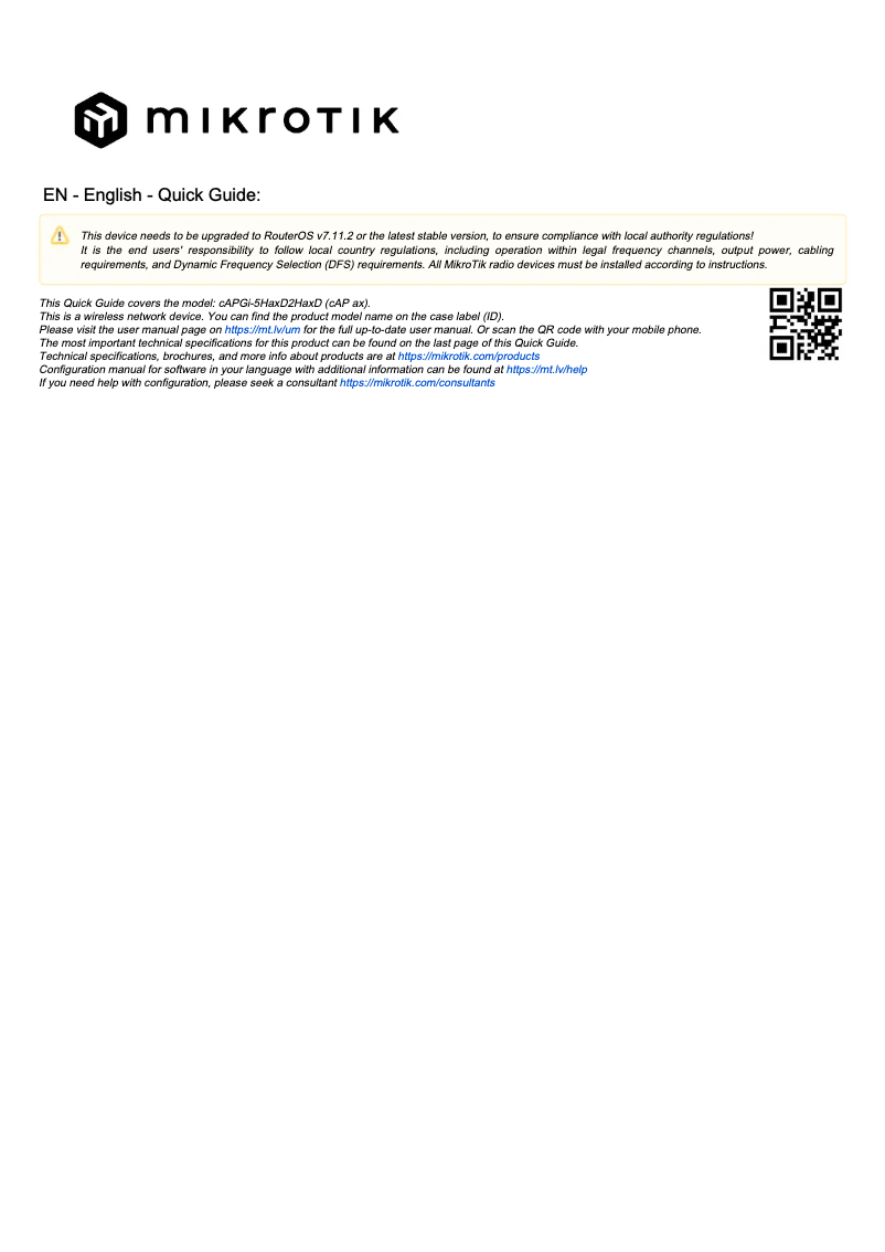 First page image of the manual for cAP ax