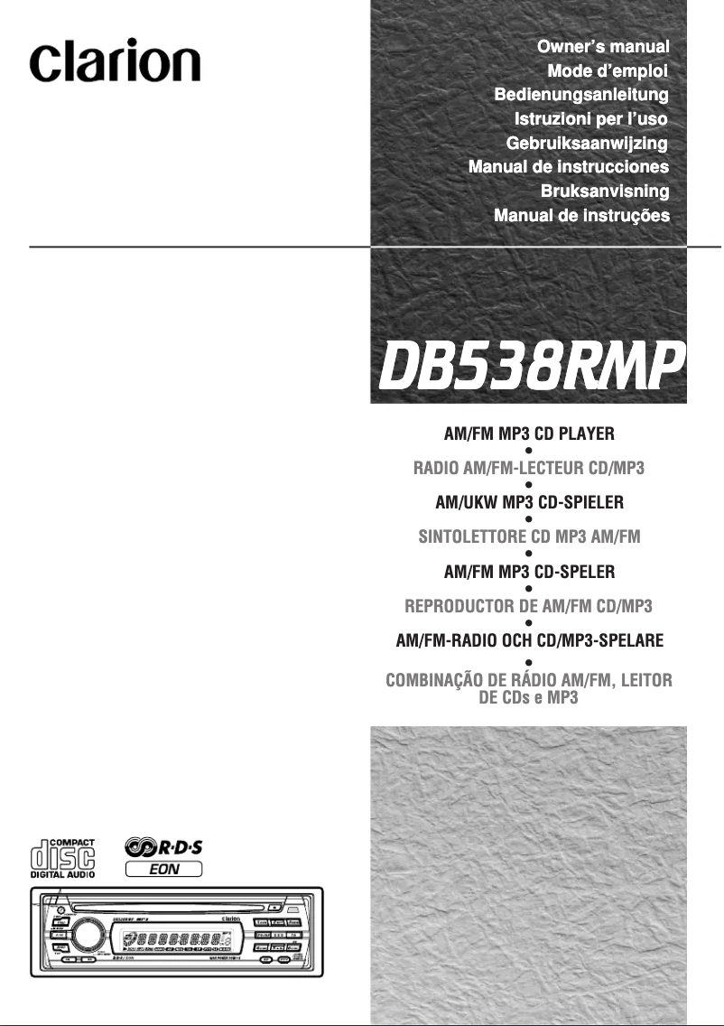 Page 1 de la notice Manuel utilisateur Clarion DB538RMP