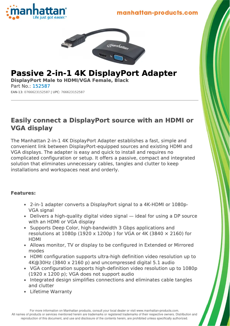 First page image of the manual for 152587