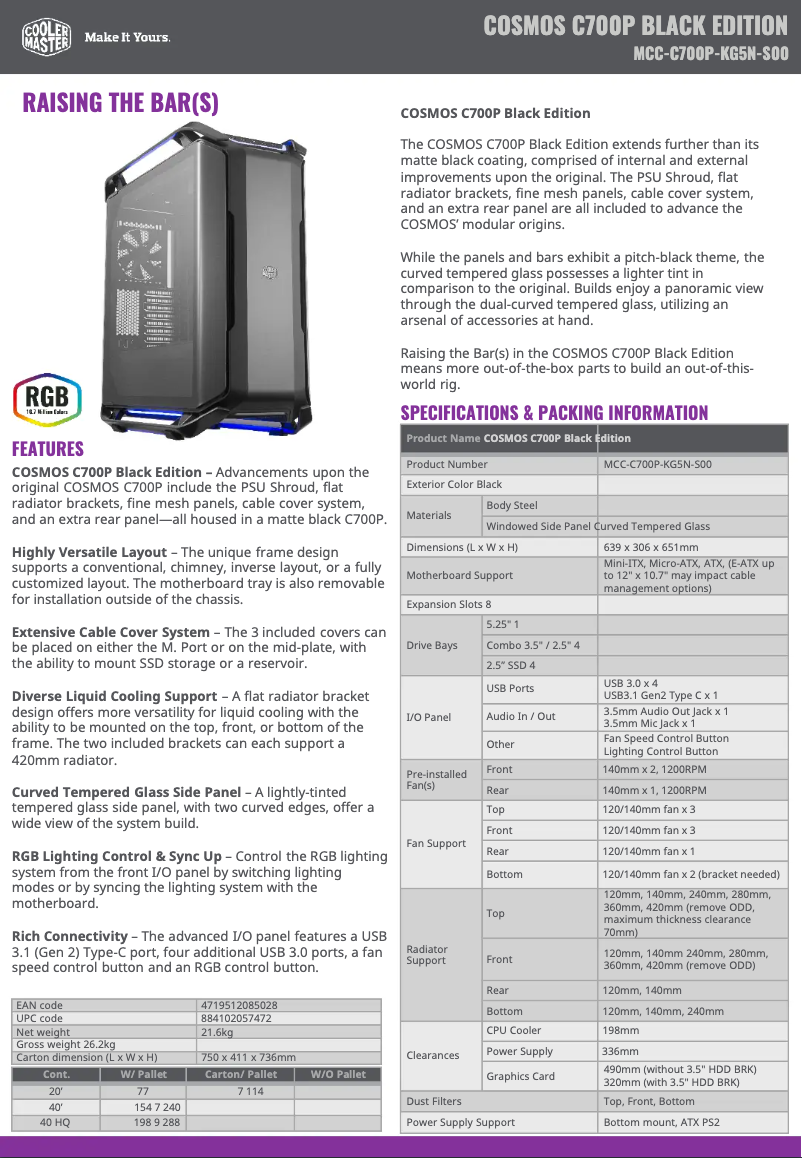 Page 1 of the manual User Manual Cooler Master Cosmos C700P