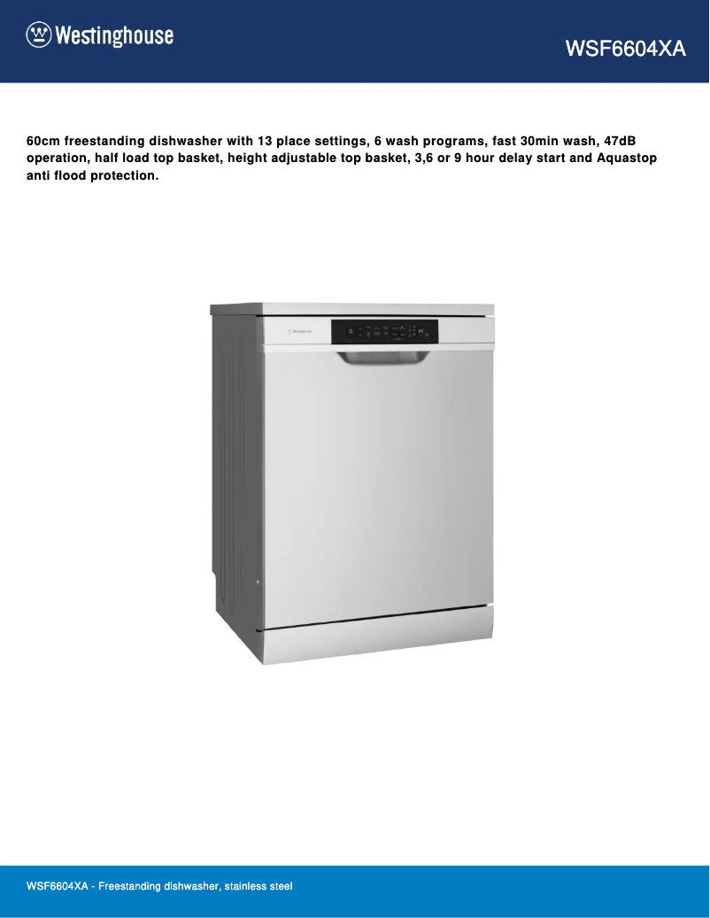 First page image of the manual for WSF6604XA