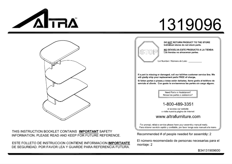 First page image of the manual for 1319096