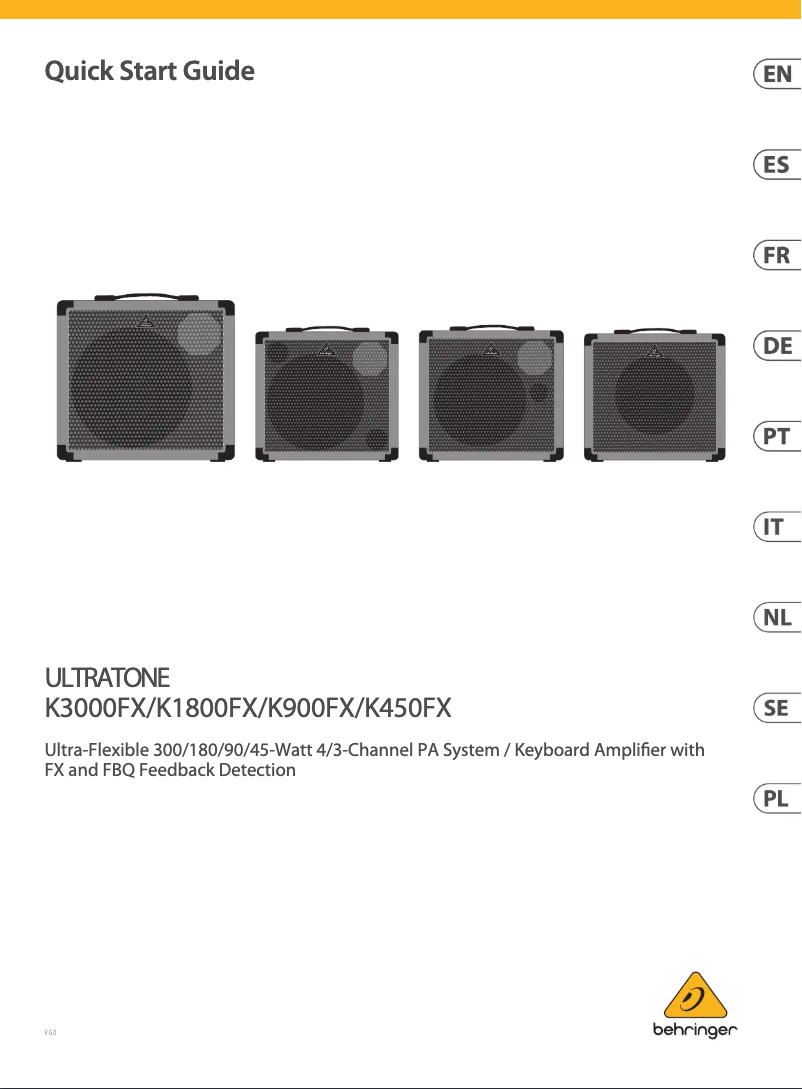Page 1 of the manual Quick Start Guide Behringer K1800FX