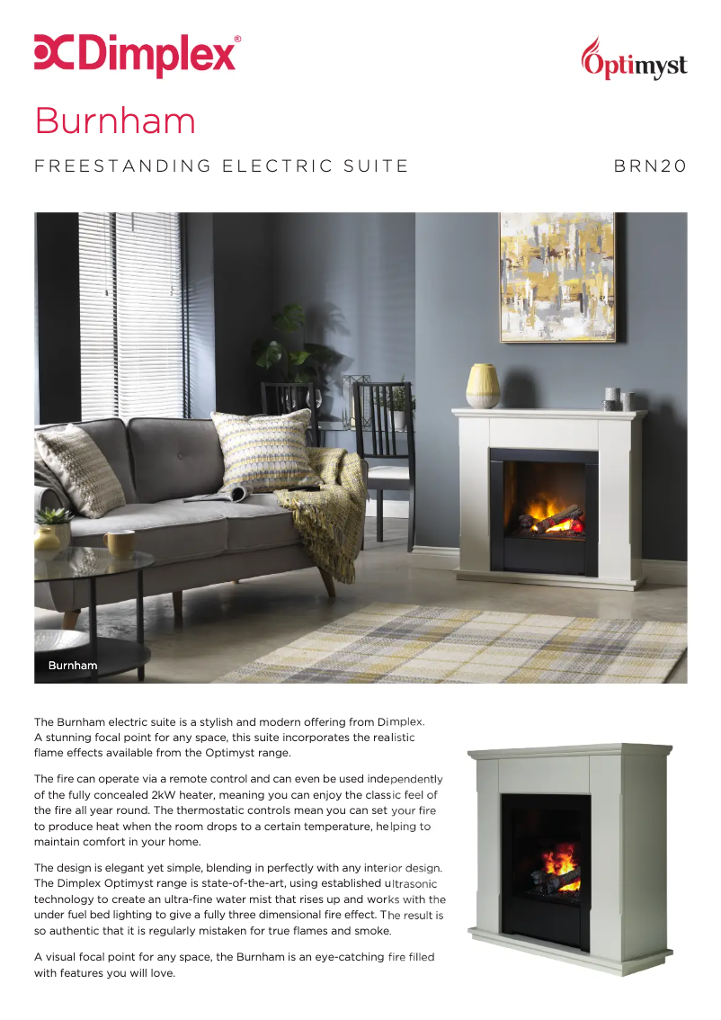 Page 1 of the manual Technical Sheet Dimplex BRN20