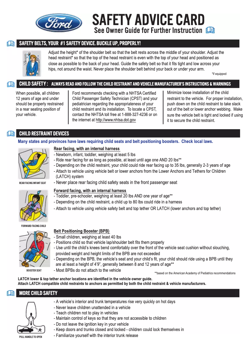 Page 1 of the manual Safety Instructions Ford Expedition (2010)