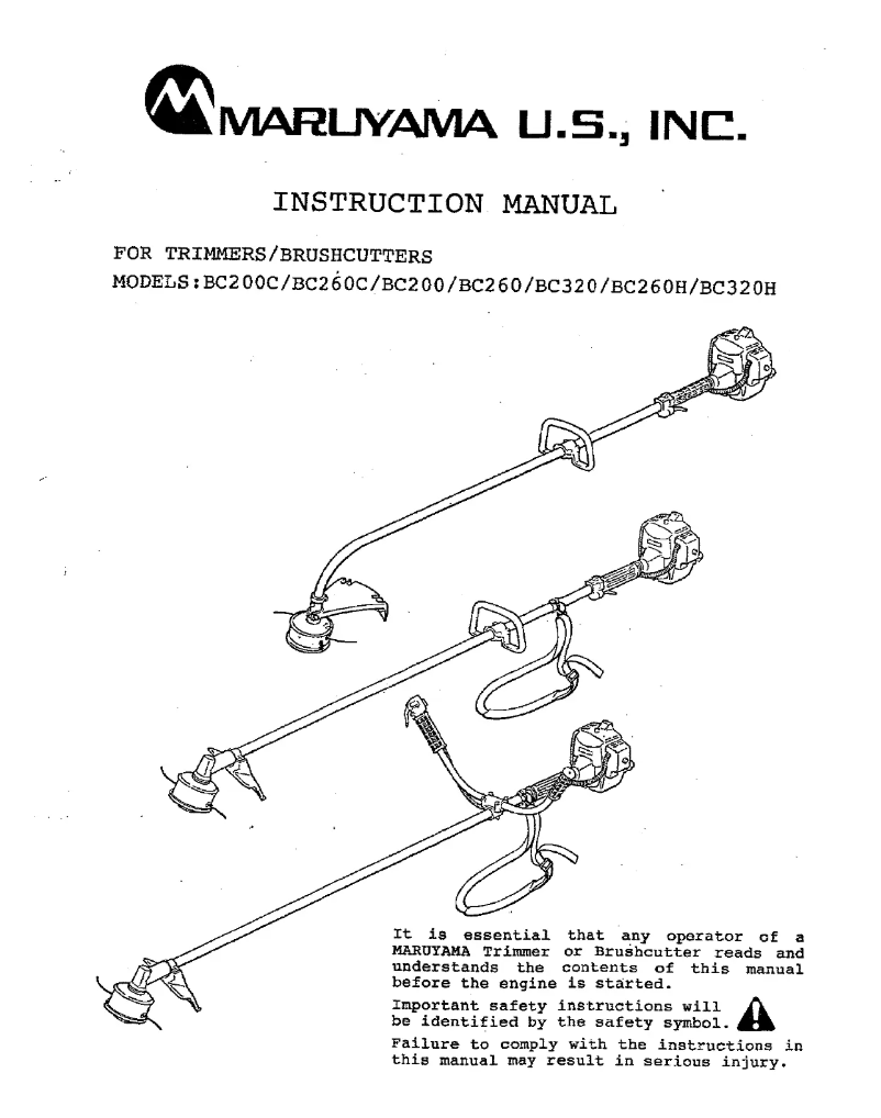 First page image of the manual for BC201C
