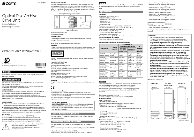 First page image of the manual for ODS-D55U