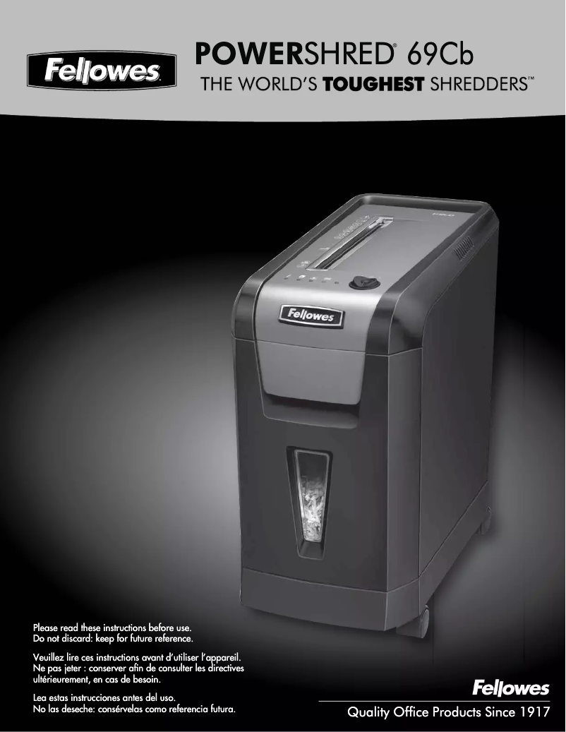 First page image of the manual for Powershred 69Cb