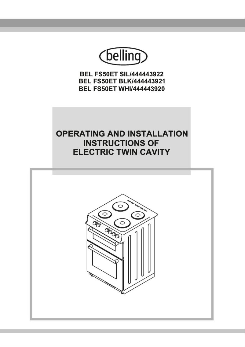 Page 1 of the manual User Manual Belling FS50ET