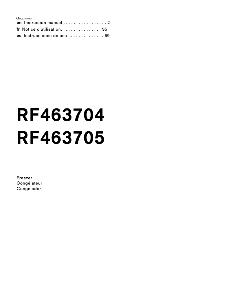 Image de la première page du manuel de l'appareil RF463704