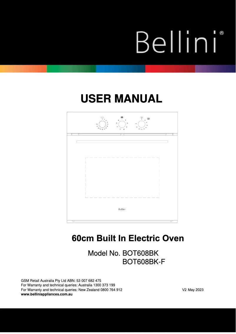 First page image of the manual for BOT608BK