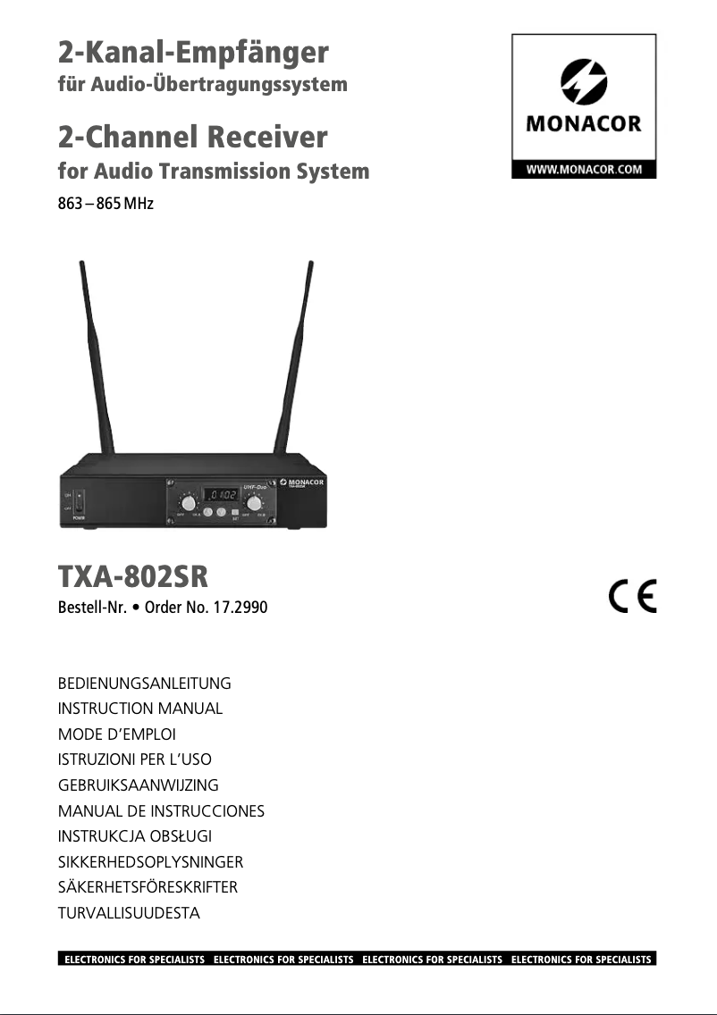 First page image of the manual for TXA-802SR