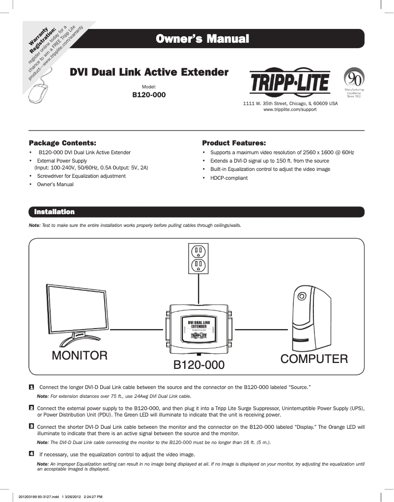 First page image of the manual for B120-000