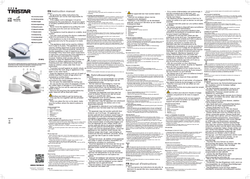 Page 1 of the manual User Manual TriStar ST-8912