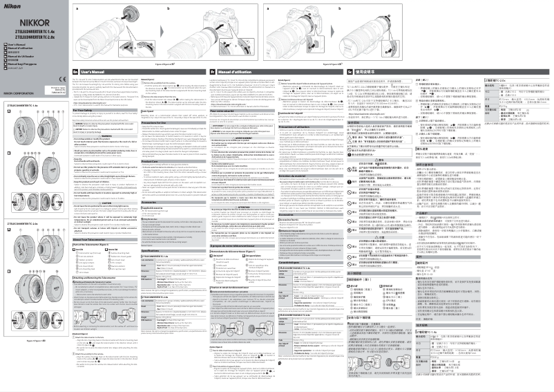 Page 1 of the manual User Manual Nikon Z Teleconverter TC-2.0X