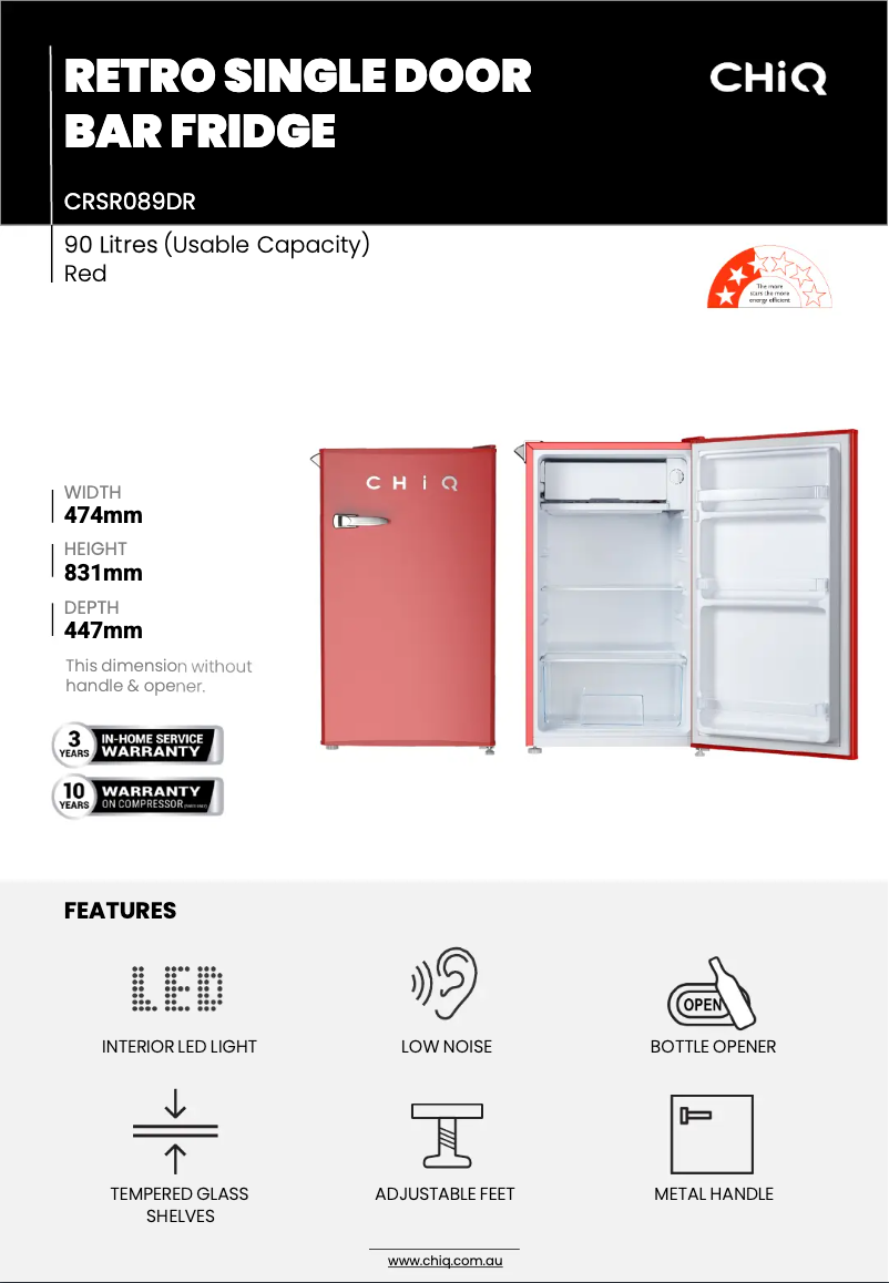 Page 1 de la notice Fiche technique CHiQ CRSR089DR