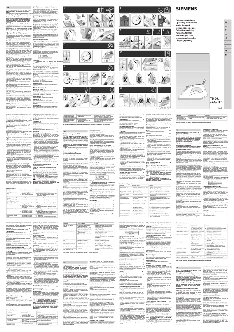 Page 1 of the manual User Manual Siemens TB26220 Slider S1