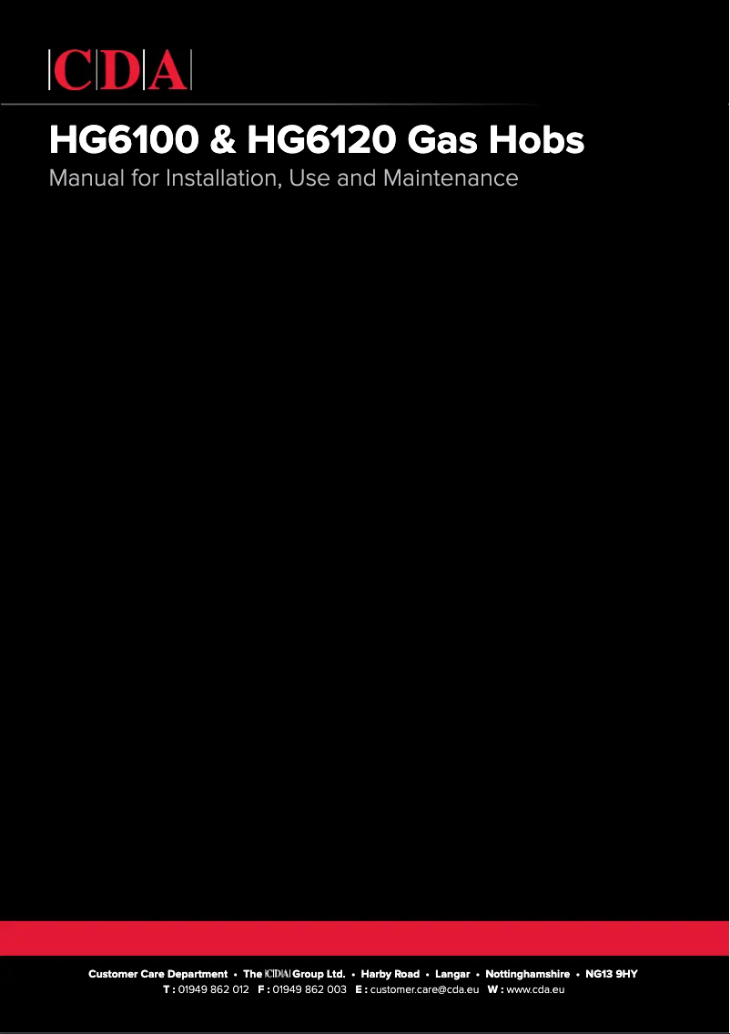 Page 1 of the manual User Manual CDA HG6100