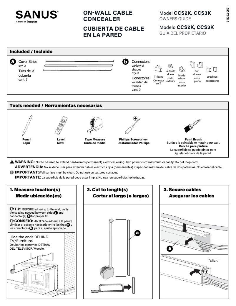 Page 1 of the manual User Manual Sanus CCS3KWH
