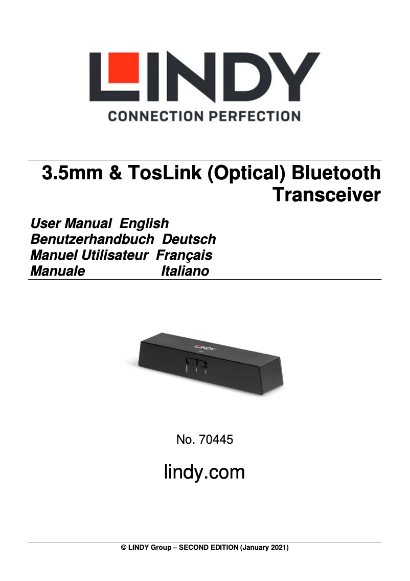 Page 1 of the manual User Manual Lindy 70445