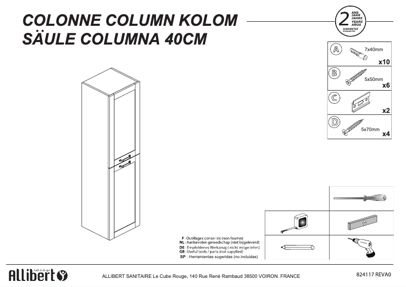 Page 1 of the manual User Manual Allibert 824117