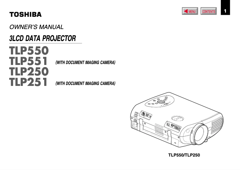 Page 1 of the manual User Manual Toshiba TLP-551