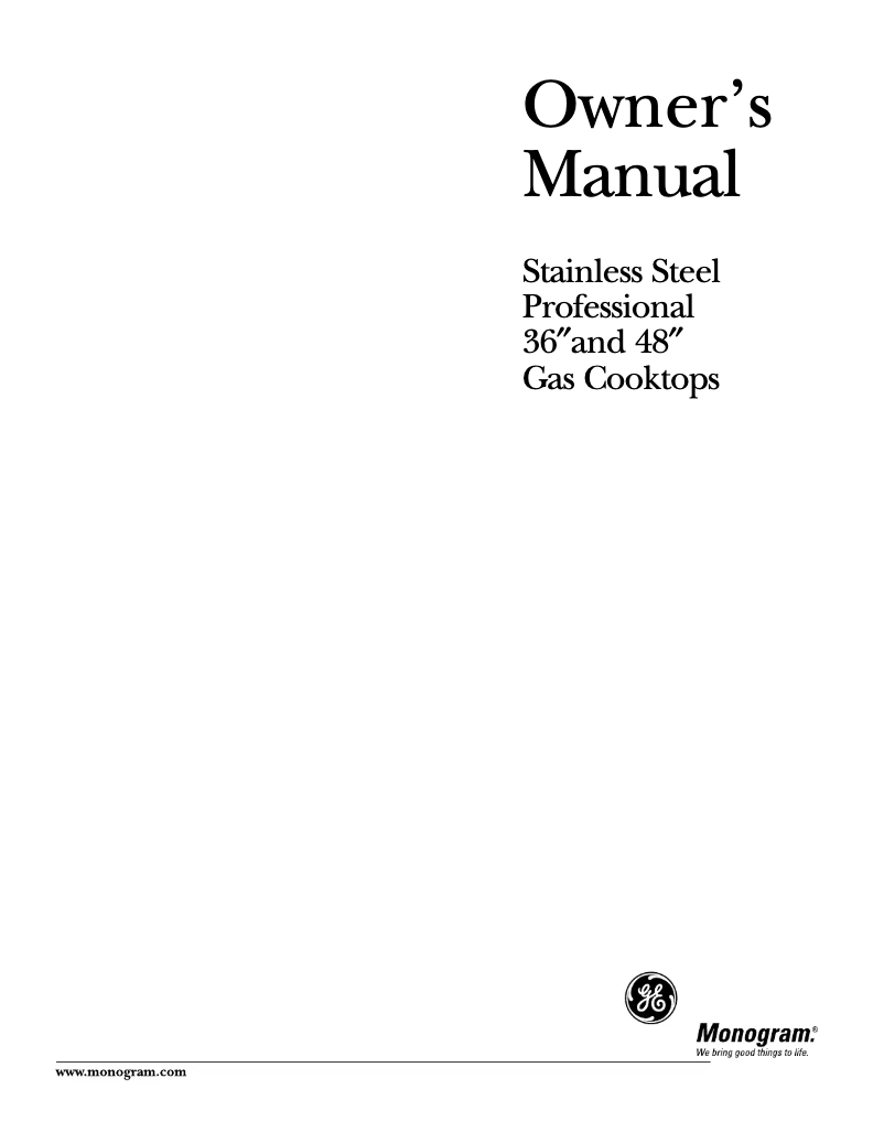 Page 1 of the manual Use and Maintenance Manual GE ZGU48N6DWSS