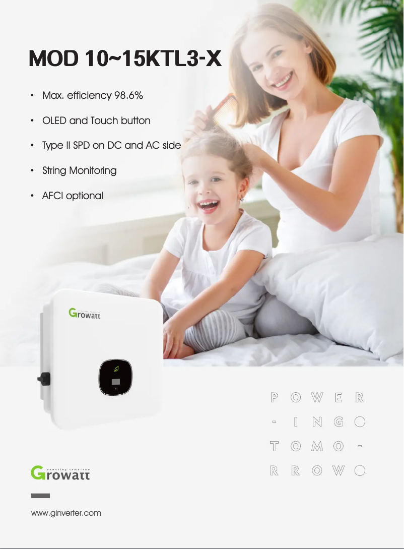 Page 1 de la notice Fiche technique Growatt MOD 12KTL3-X