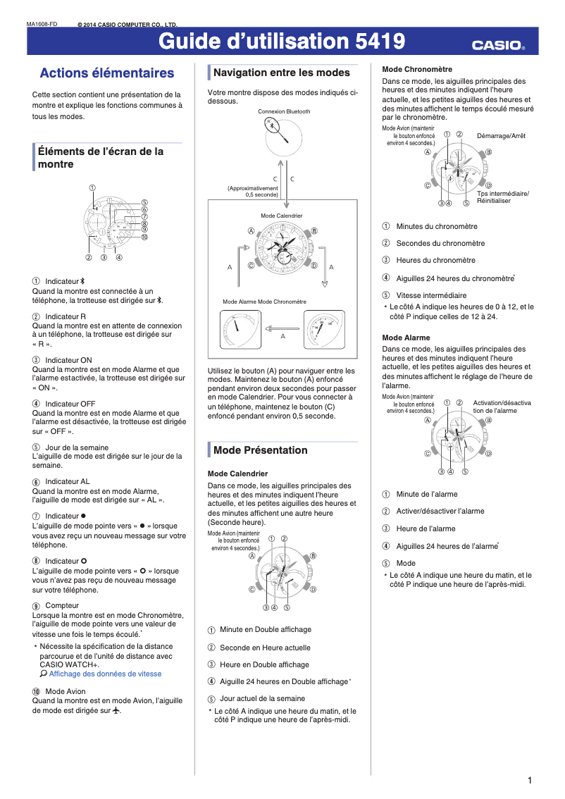 Page 1 of the manual User Manual Casio 5419