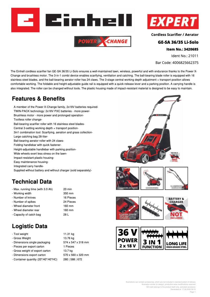 First page image of the manual for GE-SA 36/35 Li