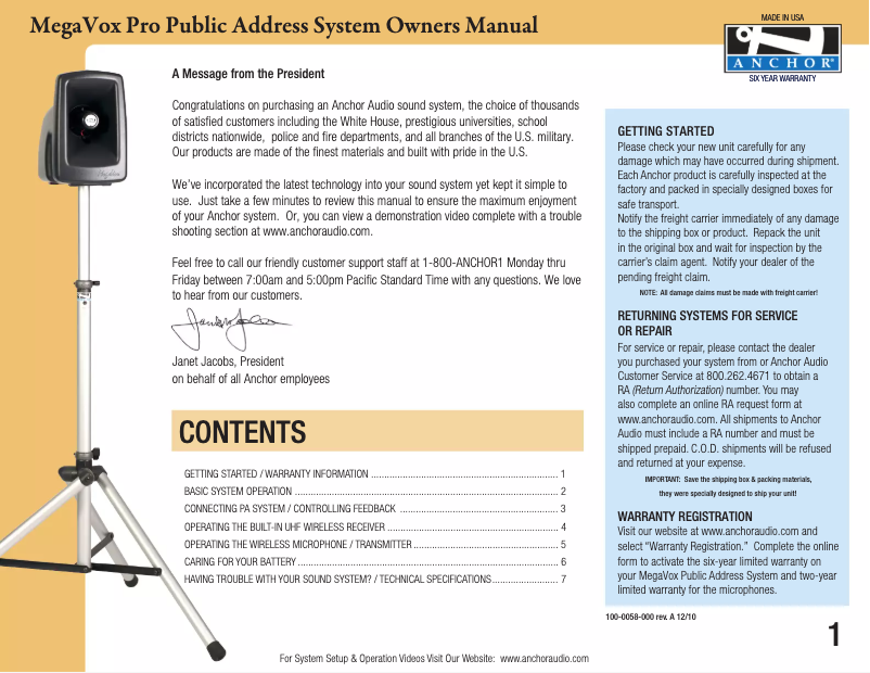 First page image of the manual for MEGA-DP DUAL/EM/LM