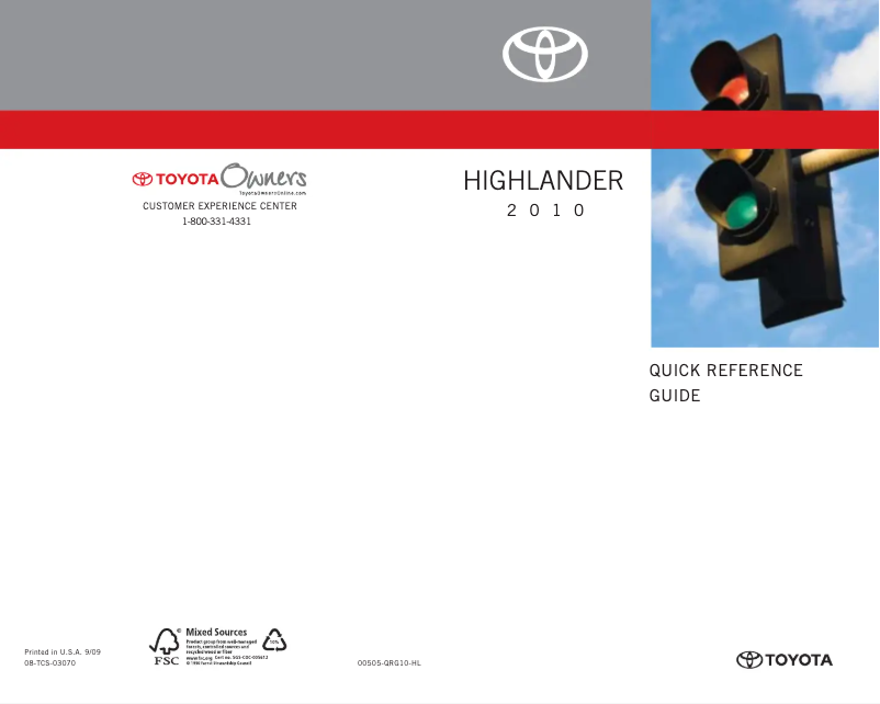 Page 1 of the manual User Manual Toyota Highlander (2010)