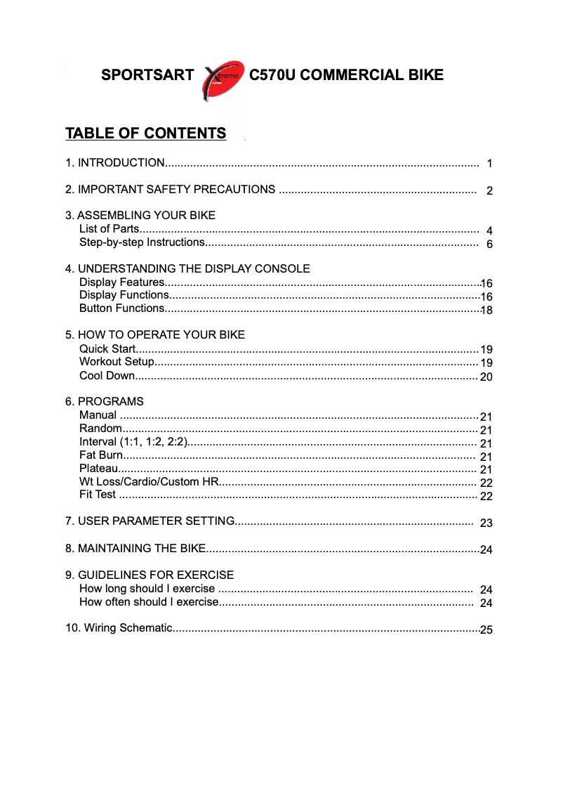 Page 1 of the manual User Manual SportsArt C570U