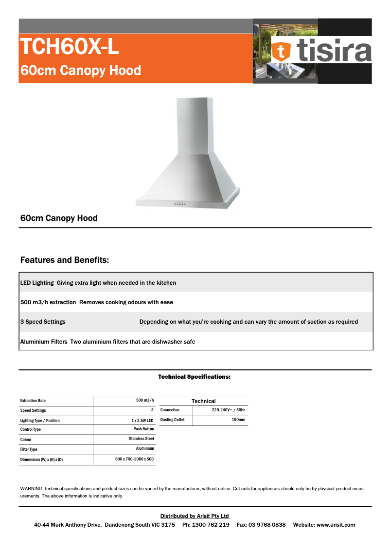 First page image of the manual for TCH60X