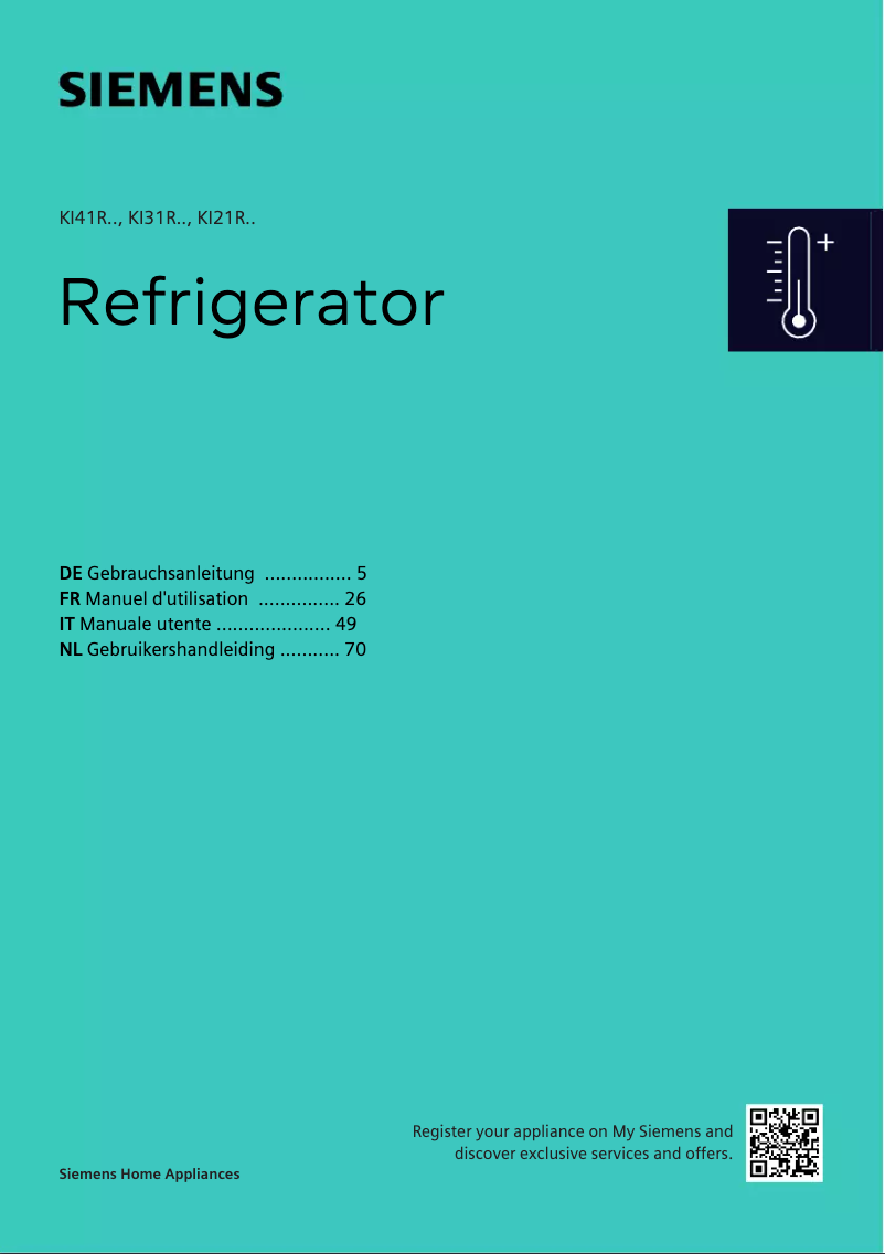 Page 1 of the manual User Manual Siemens KI21REDD1