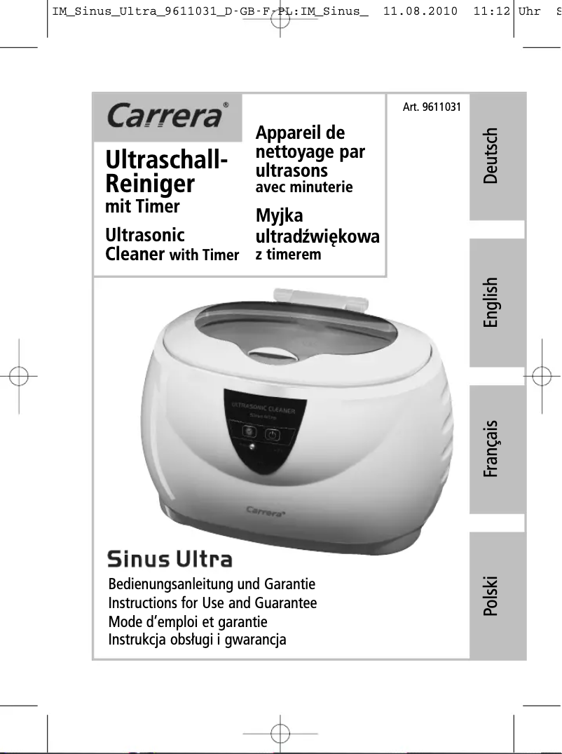 Page 1 of the manual User Manual Carrera Sinus Ultra