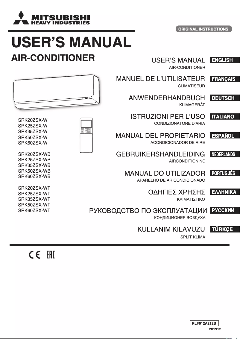 Page 1 of the manual User Manual Mitsubishi SRK50ZSX-WT