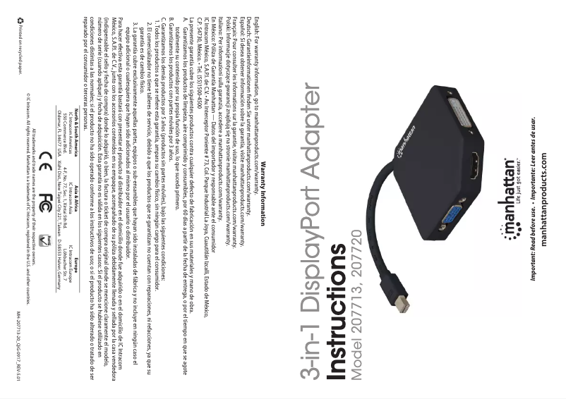 Page 1 of the manual User Manual Manhattan 207720