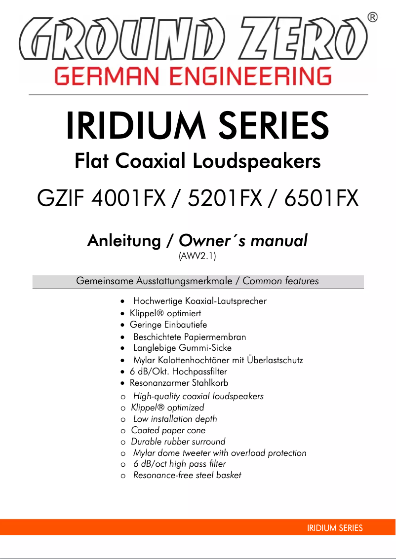 First page image of the manual for GZIF 6501FX